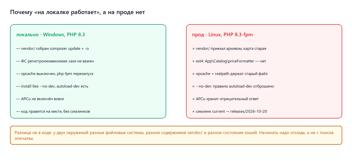 Локально и прод: четыре расхождения