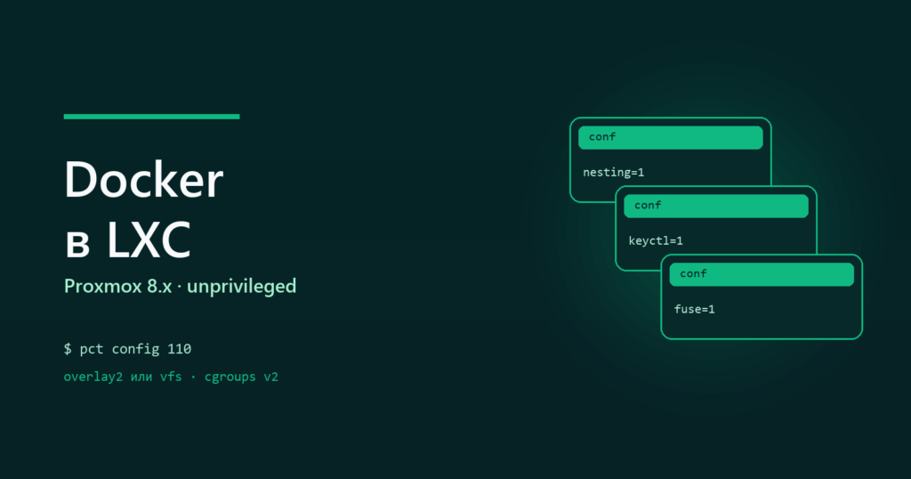 Docker внутри LXC: что включить и где грабли